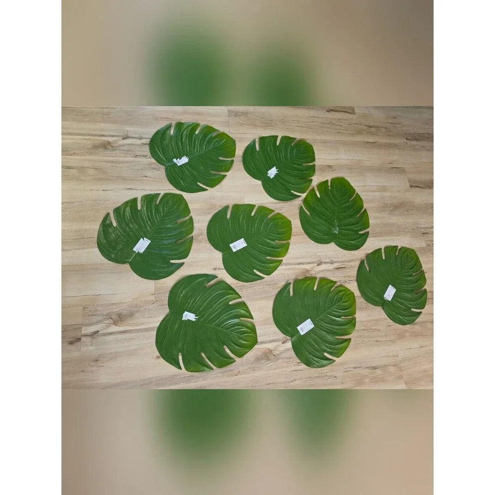 Pier 1 Monstera Leaf Placemat Set Of 8 17x16 Tropical Patio Hollywood Regency